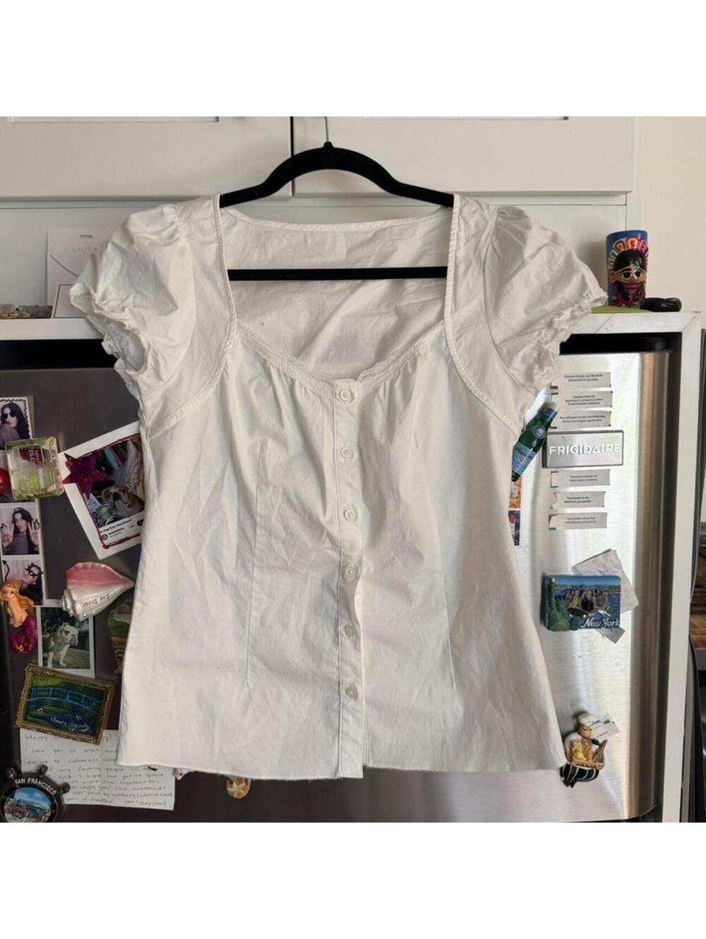 Brandy Melville brand new White Lace Button Top